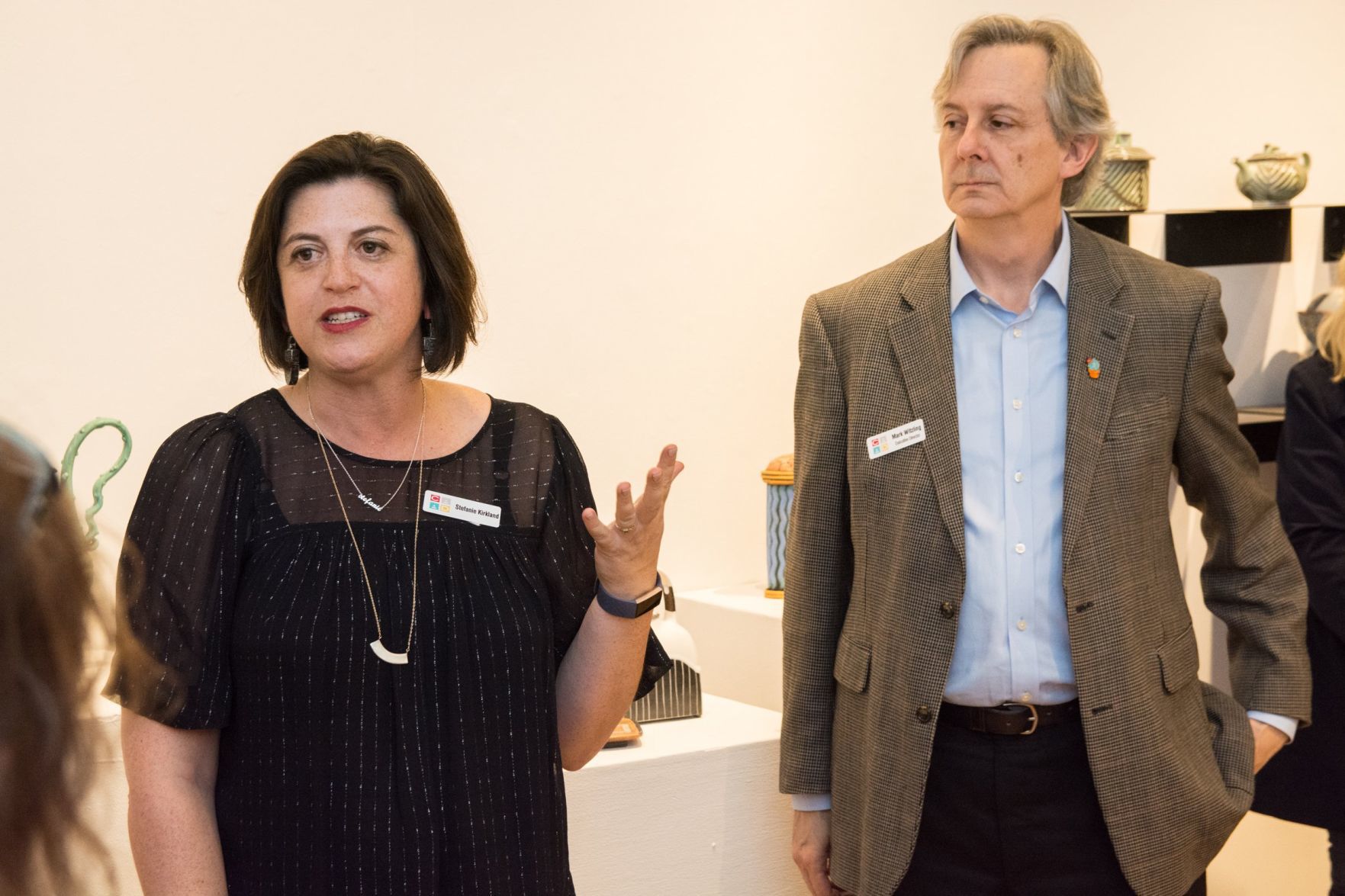 Stefanie Kirkland, Director of Exhibitions speaks at the opening